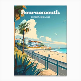 Bournemouth Dorset Seaside Travel Art Illustration Canvas Print