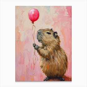 Cute Capybara 2 With Balloon Canvas Print