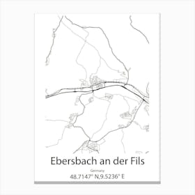 Ebersbach An Der Fils,Germany Minimalist Map Canvas Print