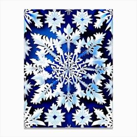 Pattern, Snowflakes, Blue & White Illustration 1 Canvas Print