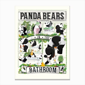 Panda Bears In The Bathroom Canvas Print