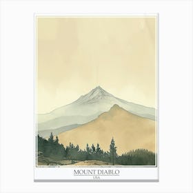 Mount Diablo Usa Color Line Drawing 7 Poster Canvas Print