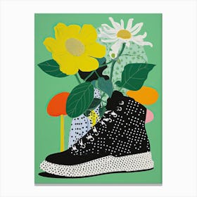 Floral Footprints: Artistic Sneaker Impressions Canvas Print