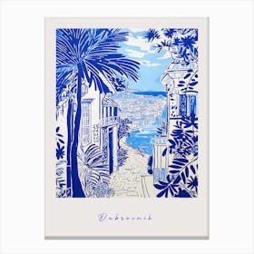 Dubrovnik Croatia Mediterranean Blue Drawing Poster Canvas Print