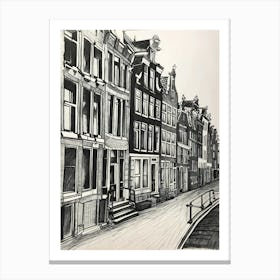 Canal Belt Amsterdam Neighborhood, Watercolour Canvas Print