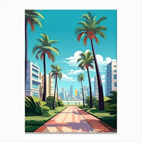 Miami Beach Florida, Usa, Flat Illustration 3 Canvas Print