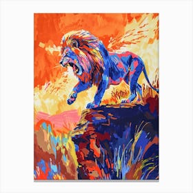 Transvaal Lion Roaring On A Cliff Fauvist Painting 3 Canvas Print