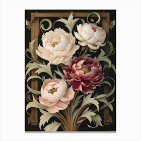 Peonies In A Frame Canvas Print