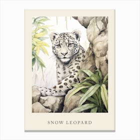 Beatrix Potter Inspired  Animal Watercolour Snow Leopard Canvas Print