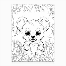 Line Art Jungle Animal Koala 2 Canvas Print