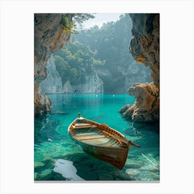 Boat In A Cave 2 Canvas Print