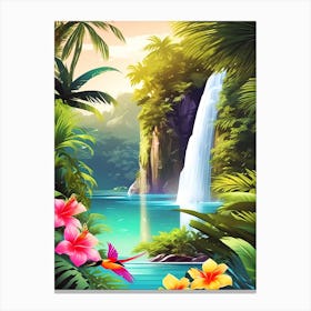 Waterfall In The Jungle 3 Canvas Print