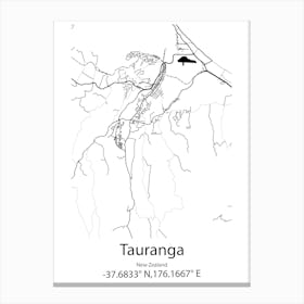 Tauranga,New Zealand Minimalist Map Canvas Print