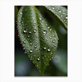 Raindrops On A Leaf Canvas Print