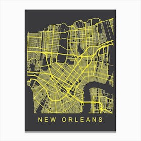 New Orleans Map Neon Canvas Print