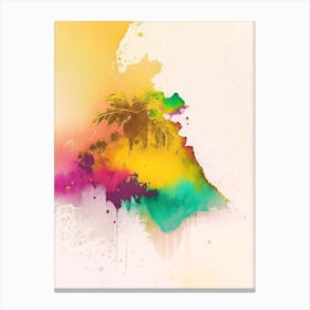 Grenada Green Watercolour Pastel Tropical Destination Canvas Print