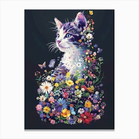 cat with flowers Canvas Print