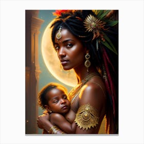 Caribbean Goddess Mother and Child Canvas Print