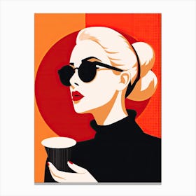 Woman Love Coffee, Pop, Abstract art Canvas Print