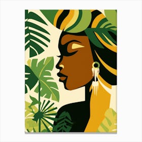 African Woman With Leaves 1 Canvas Print