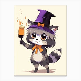 Cute Kawaii Cartoon Raccoon 22 Canvas Print