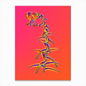 Neon Tiger Lily Botanical in Hot Pink and Electric Blue n.0495 Canvas Print