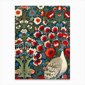 William Morris Peacock And Flowers Canvas Print