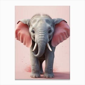 Cute Baby Elephant Nursery Ilustration (9) Canvas Print