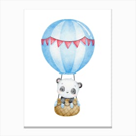 Panda In Hot Air Balloon Kids and Nursery Canvas Print