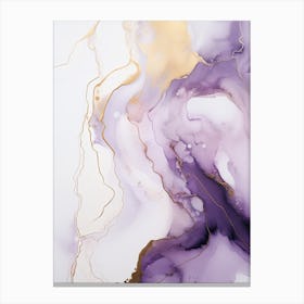 Purple, White, Gold Flow Asbtract Painting 3 Canvas Print