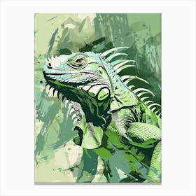Green Iguana Modern Illustration 2 Canvas Print