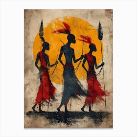 Three African Tribesmen Canvas Print