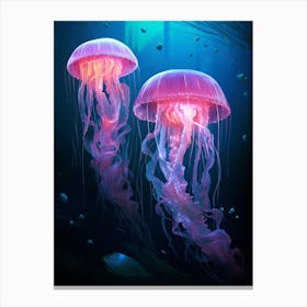 Sea Nettle Jellyfish Neon Illustration 2 Canvas Print