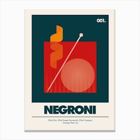 Negroni, Cocktail Print (Dark Green) Canvas Print