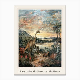 Dinosaur By The Sea Painting 4 Poster Canvas Print