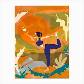 Warm Sunset Yoga Orange Canvas Print