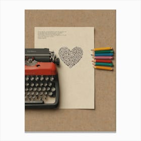 Heart Shaped Typewriter Canvas Print