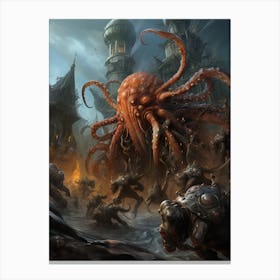 Defensive Octopus Illustration 3 Canvas Print