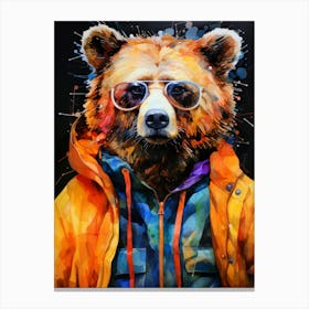 Bear In Sunglasses animal Canvas Print