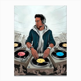 Dj with a person Canvas Print