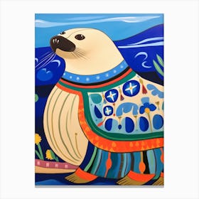 Maximalist Animal Painting Sea Lion Canvas Print