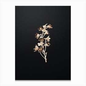 Gold Botanical Shewy Delphinium Flower on Wrought Iron Black n.0246 Canvas Print