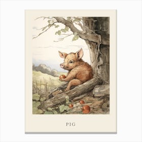 Beatrix Potter Inspired  Animal Watercolour Pig 2 Canvas Print