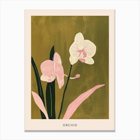 Pink & Green Orchid 2 Flower Poster Canvas Print