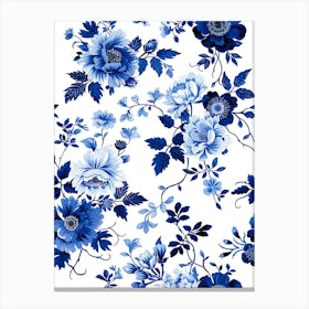 Blue Floral Pattern 1 Canvas Print