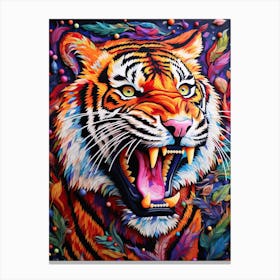 Tiger Art In Pointillism Style 3 Canvas Print