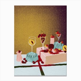 Fruit and Wine Still Life Canvas Print