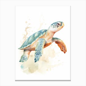 Detailed Blue Sea Turtle Watercolour Canvas Print
