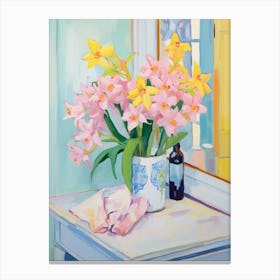 A Vase With Daffodil, Flower Bouquet 4 Canvas Print