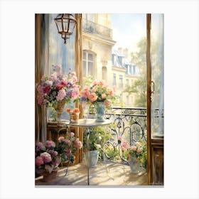 Chic Paris Apartment Balcony Canvas Print